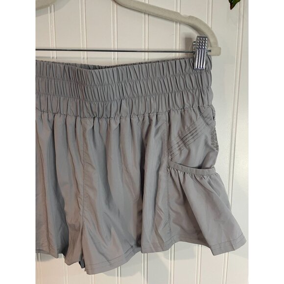 Free People FP Movement Get Your Flirt On Shorts Wide Waist Arctic Mist Gray M - Picture 15 of 16
